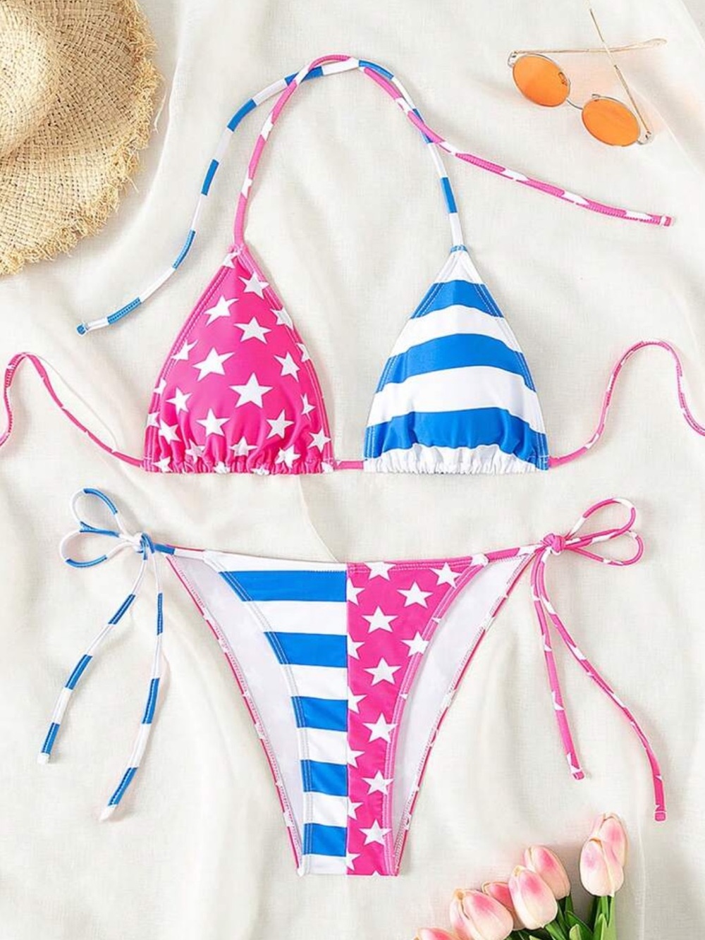BRAND NEW! Patriot Barbie Bikini Set🩷 American Flag Themed Top & Bottom! Size M